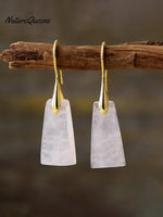 Boho Geometric Natural Stone Drop Earrings White