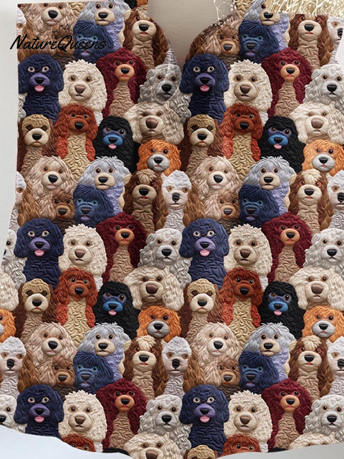 Dog Print Pattern Linen Tote Bag