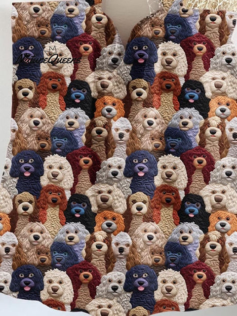 Dog Print Pattern Linen Tote Bag