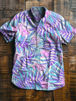 Pink Resort-inspired Tropical Plant Print Vintage Print Casual 100% Cotton Shirt