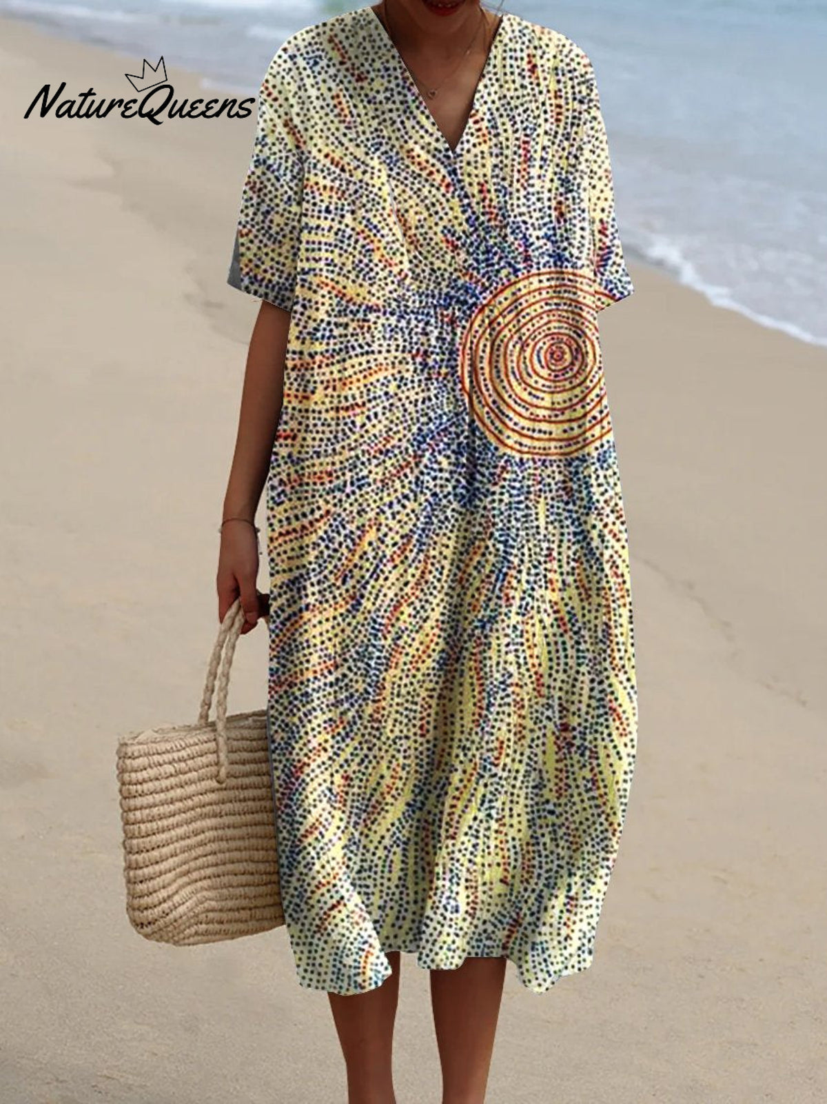 Women's VintageArt Print Flowy Dress