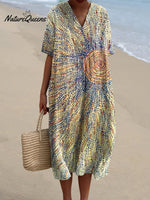 Women's VintageArt Print Flowy Dress