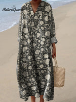 Women'sSymmetrical Art FlowersPrint Casual Dress