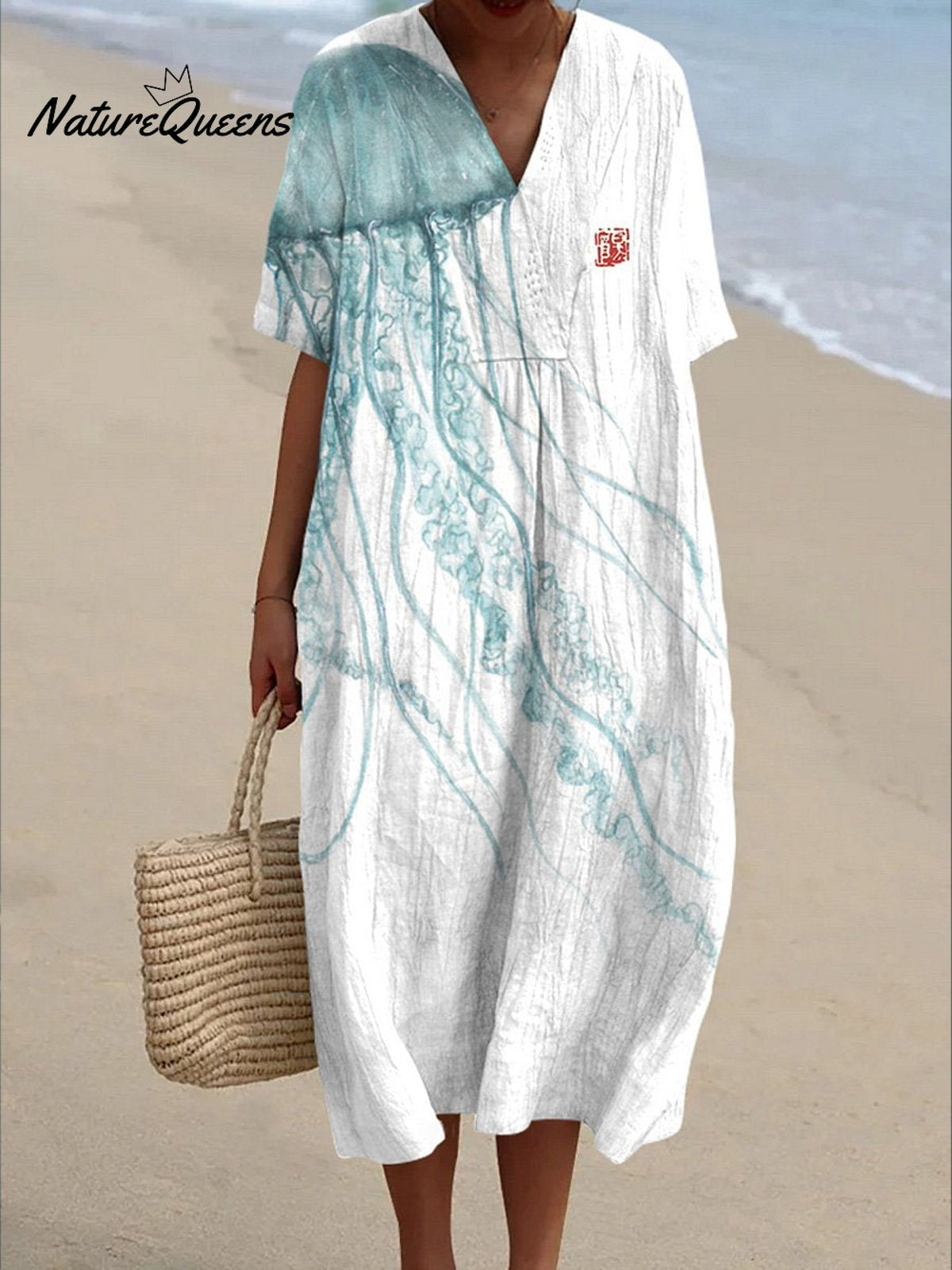 Watercolor Jellyfish Art Printed Women's Flowy Dress