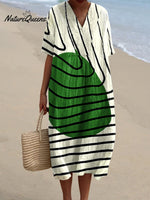 Women's Retro MinimalistAbstractArt Print Flowy Dress