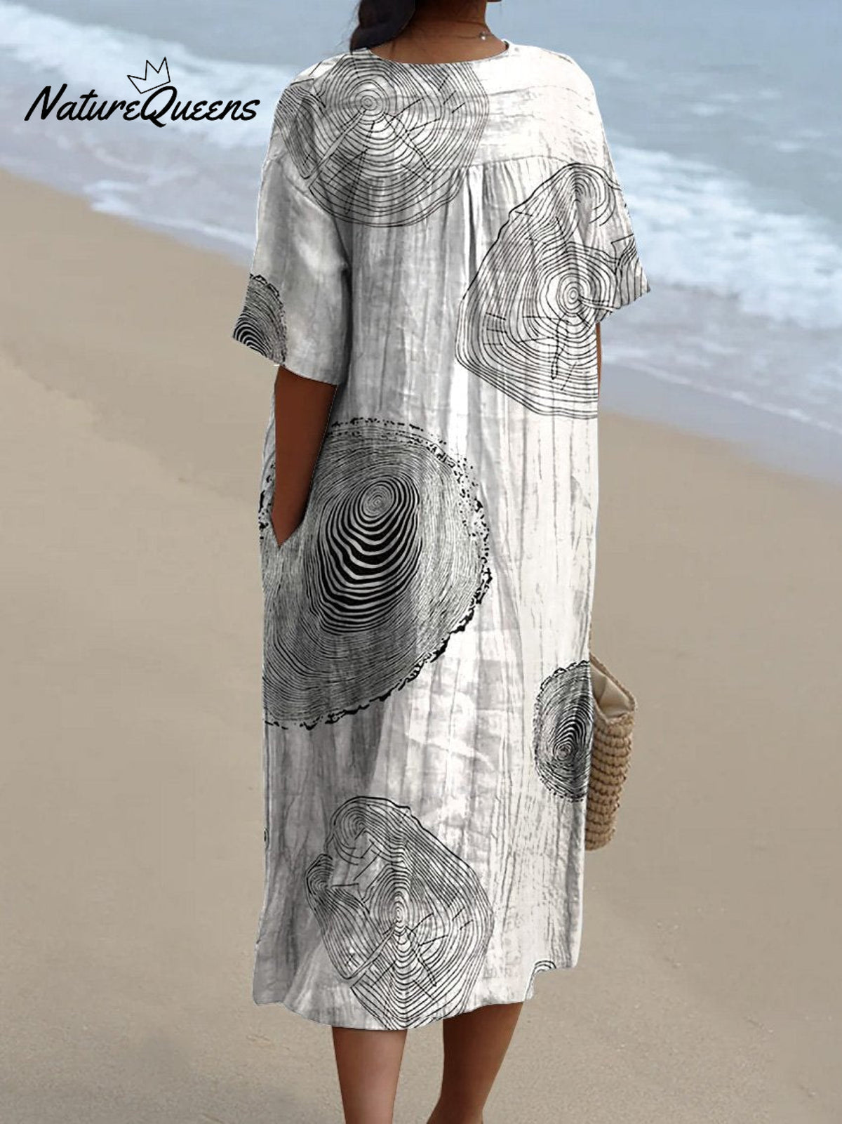 Tree Ring Repeat Pattern Printed Women's Flowy Dress