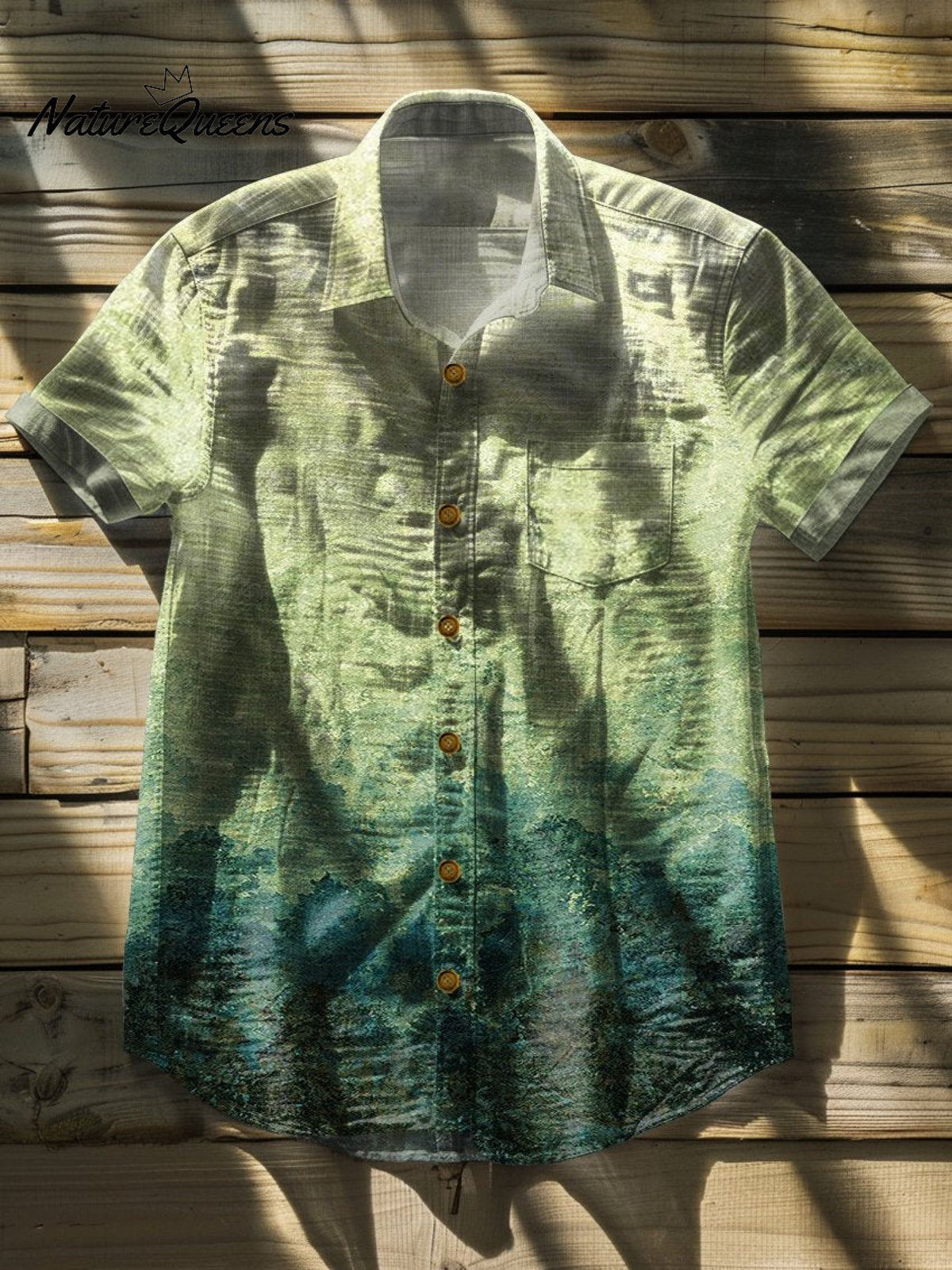 Gradient Background Vintage Print Casual 100% Cotton Shirt