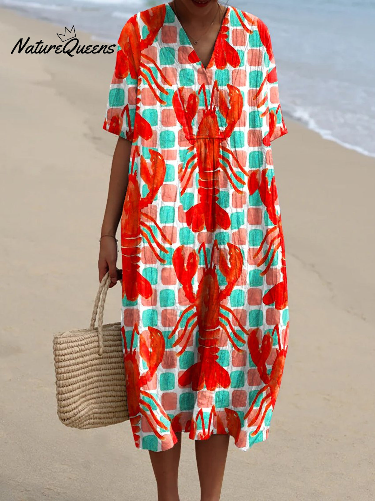 Women's LobsterArt Print Flowy Dress