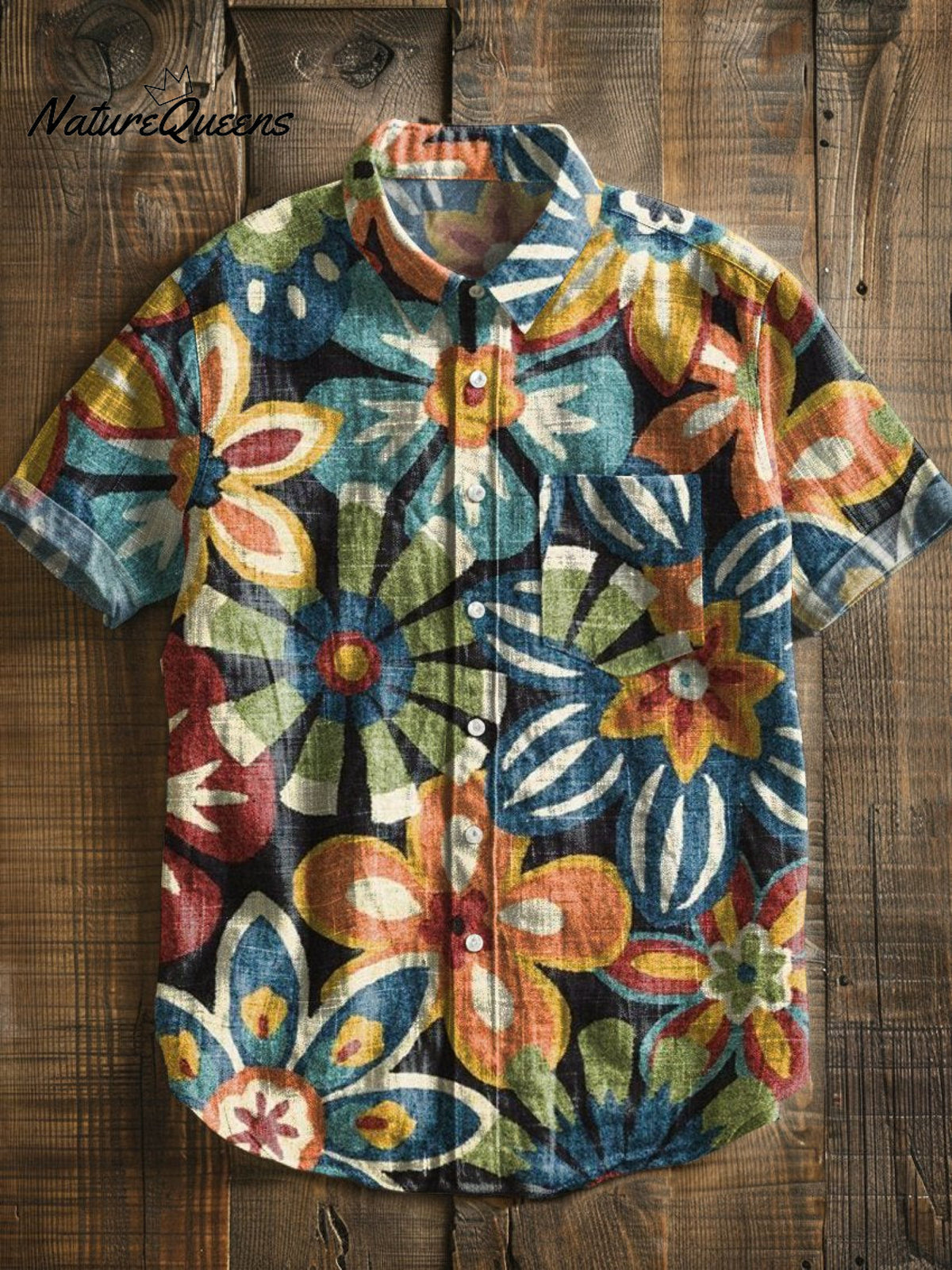 Flowers Vintage Print Casual 100% Cotton Shirt