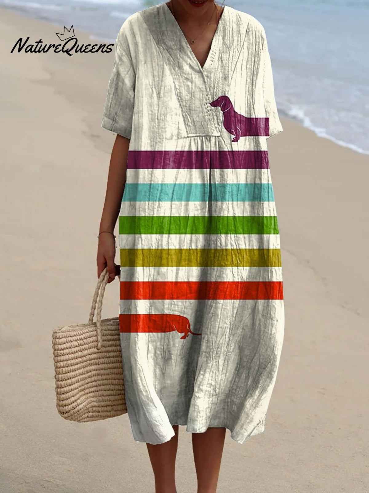 Women's Dachshund Lover Art Print Flowy Dress