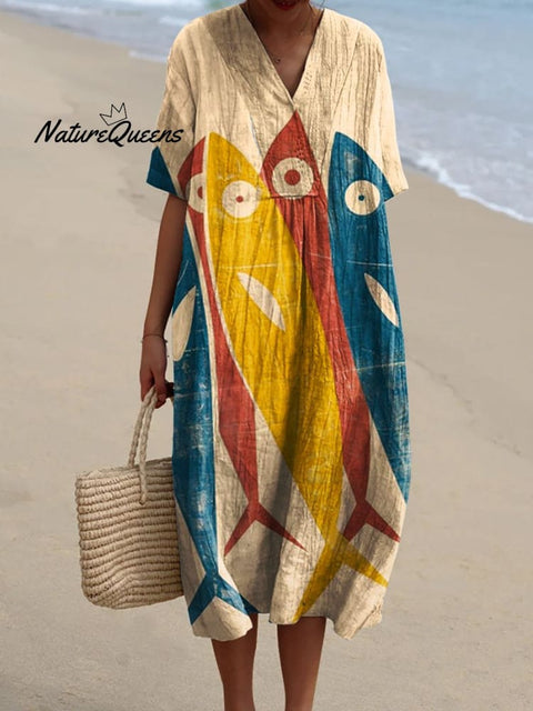 Women's  Fish  Art Print  Casual Dress