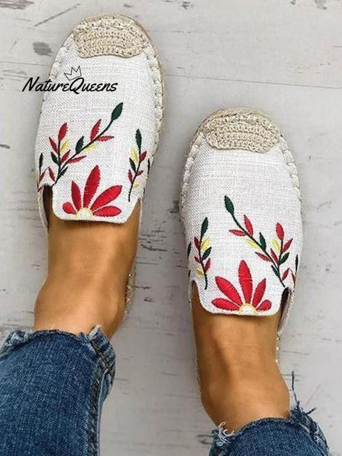Women’s Embroidered Leaf Baotou Slippers