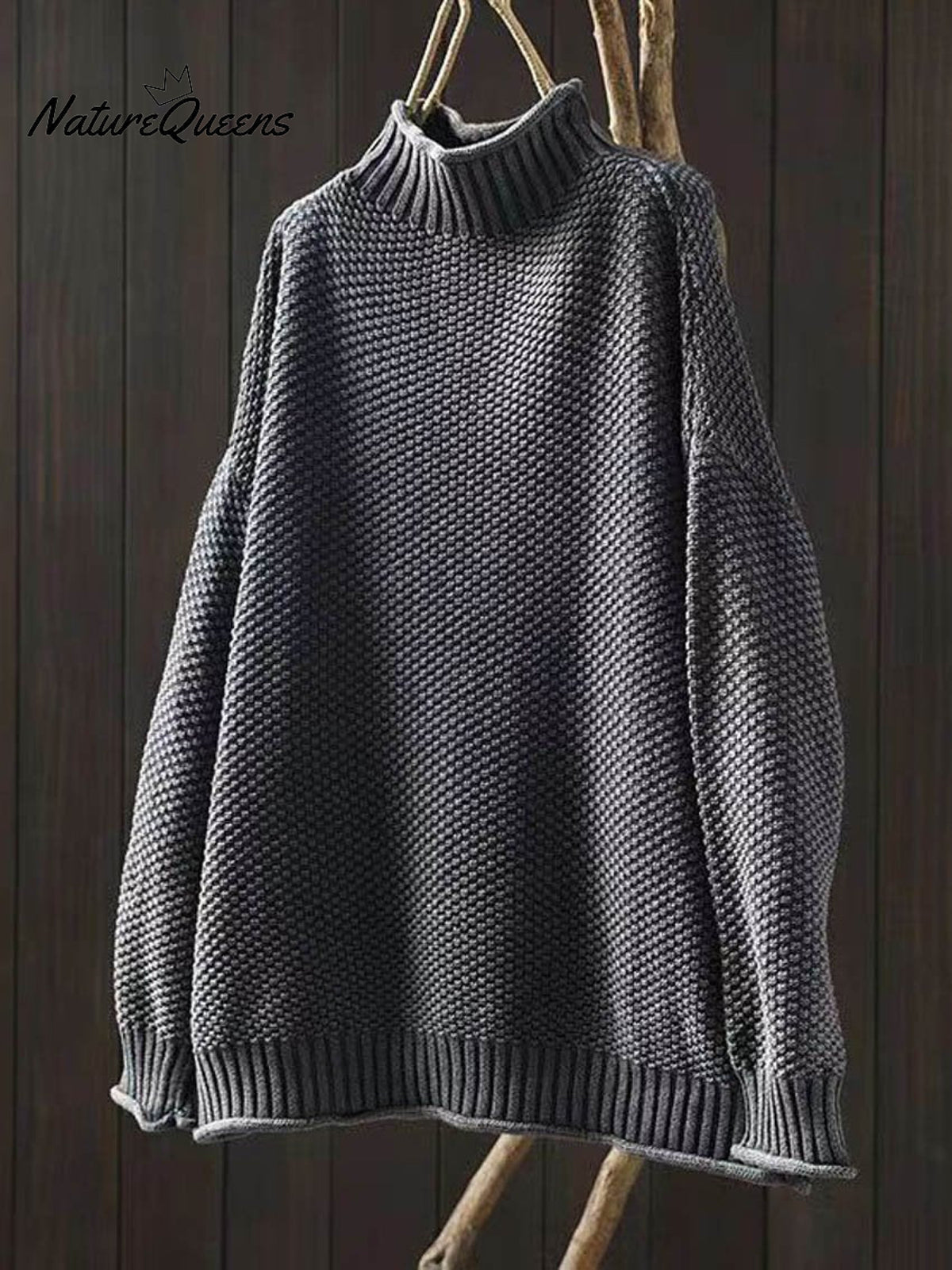 Women's Retro Solid Color Loose Elegant Half Turtleneck Casual Pullover Knitted Sweater