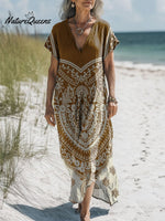 Women's Retro Pattern Art Print Pocket Cotton Dress