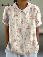 Women’s Floral Print Casual Cotton And Linen Shirt Multicolor / S