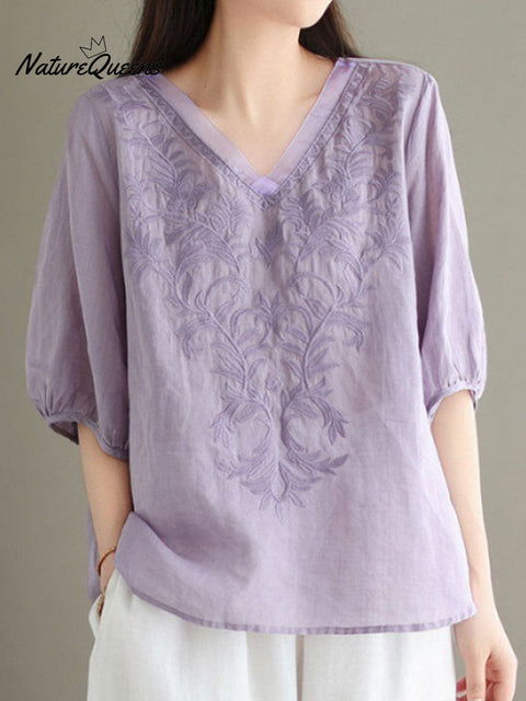 Women's  Embroidery Loose Casual  Shirt
