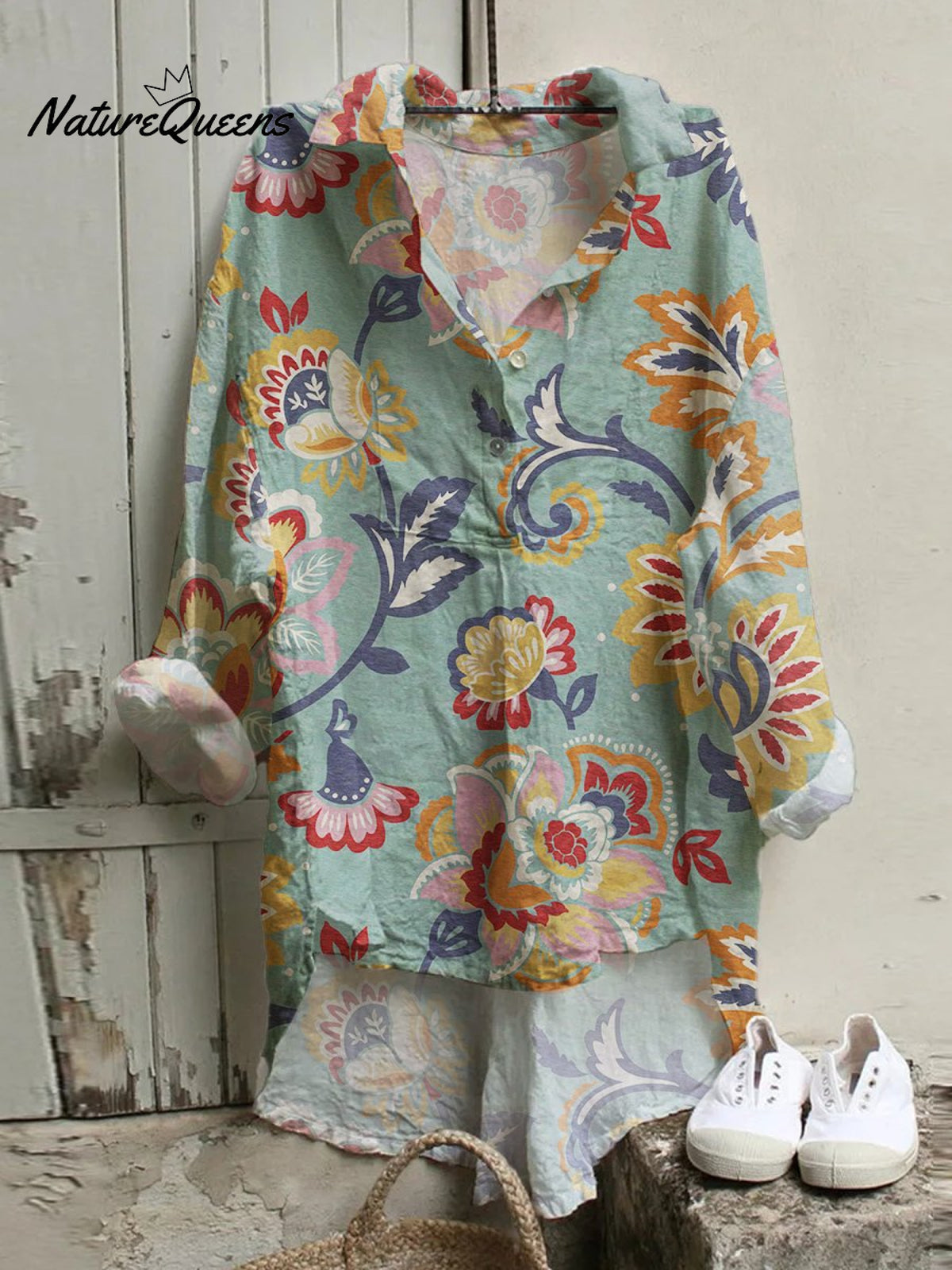 Women’s Floral Art Print Casual Shirt Multicolor / S