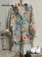 Women’s Floral Art Print Casual Shirt Multicolor / S