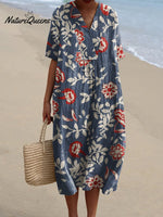 Women's Retro Flower Art PrintCasual Dress