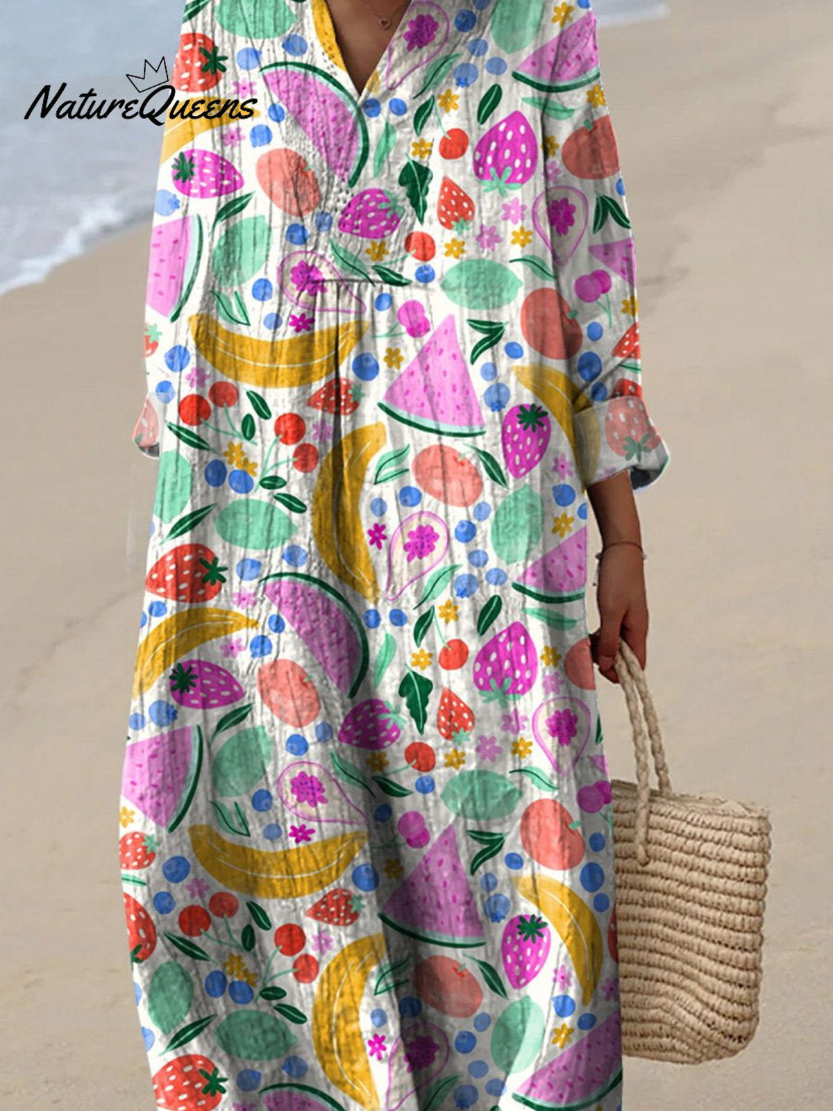 Summer Fruit Repeat Pattern Printed Women's Flowy Dress