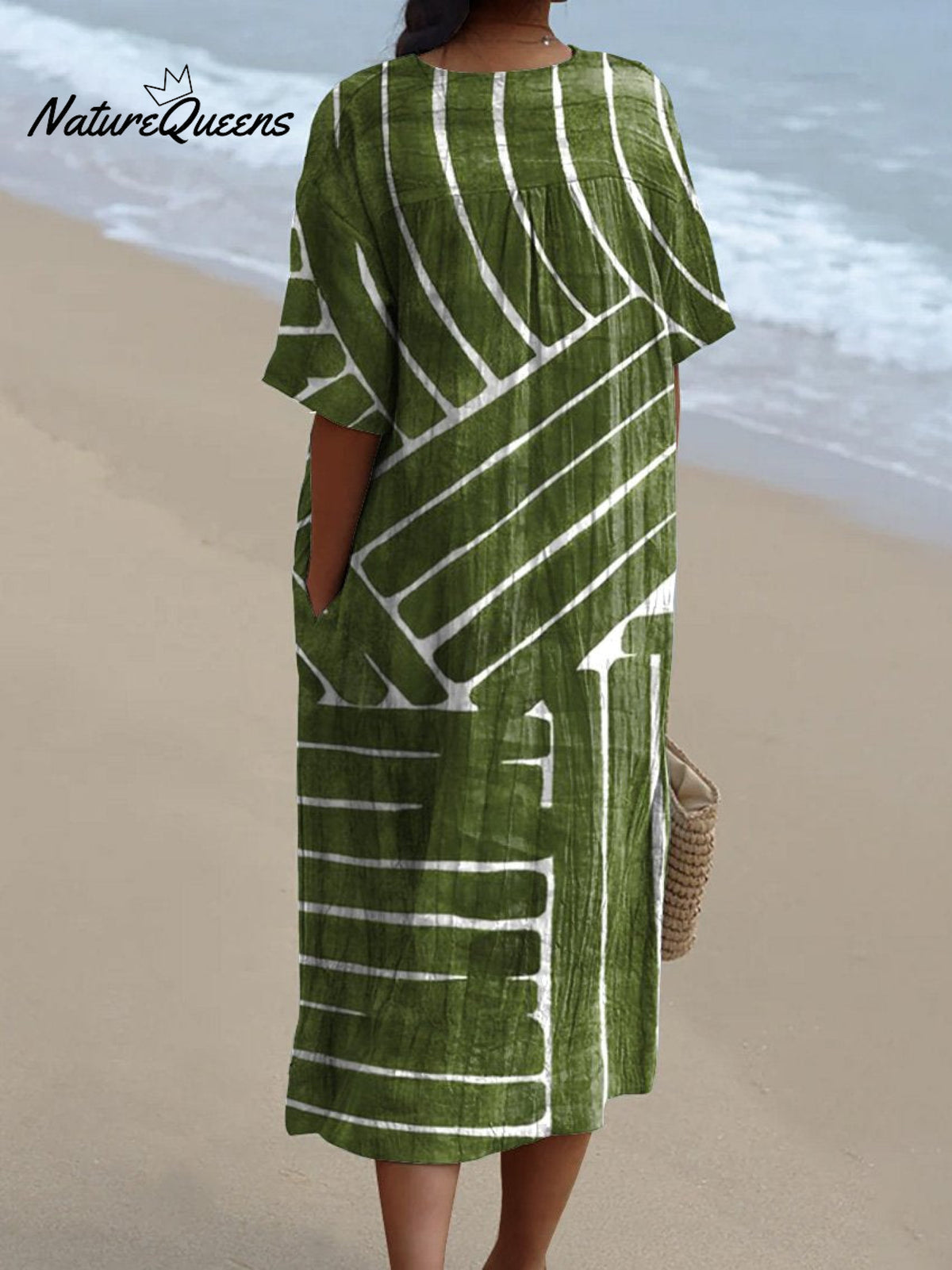 Simple Geometric Pattern Printed Women's Flowy Dress