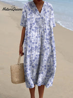 Ditsy Small Spring Floral Seamless Repeat Pattern Printed Women's Flowy Dress