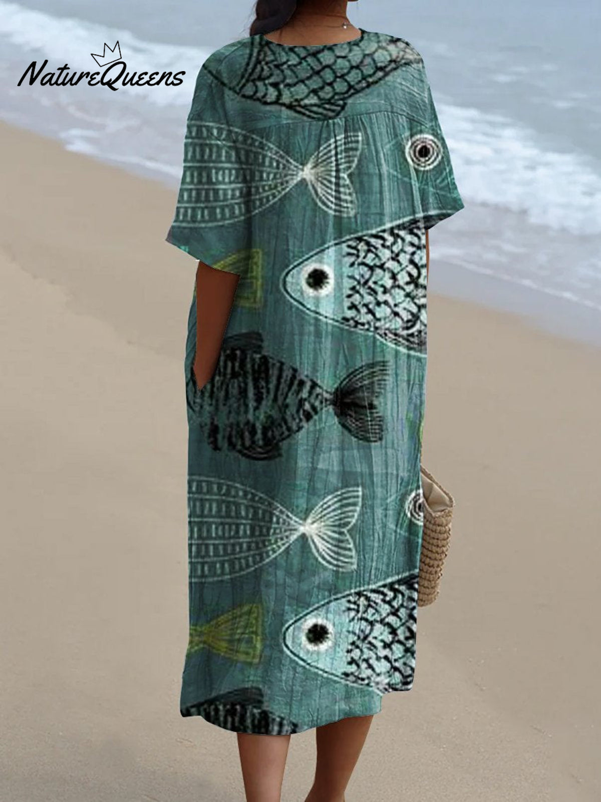 Women's FishArt Print Flowy Dress