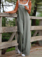 Cotton And Linen Pocket Suspender Overalls Grey / S