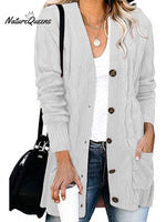 Loose Twist-button Jacket and Casual Knitted Cardigan