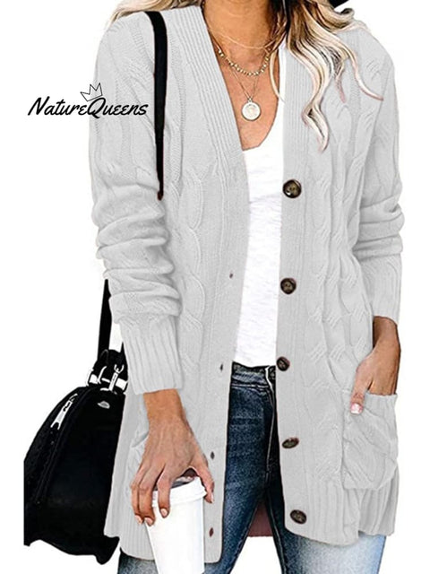 Loose Twist-button Jacket and Casual Knitted Cardigan