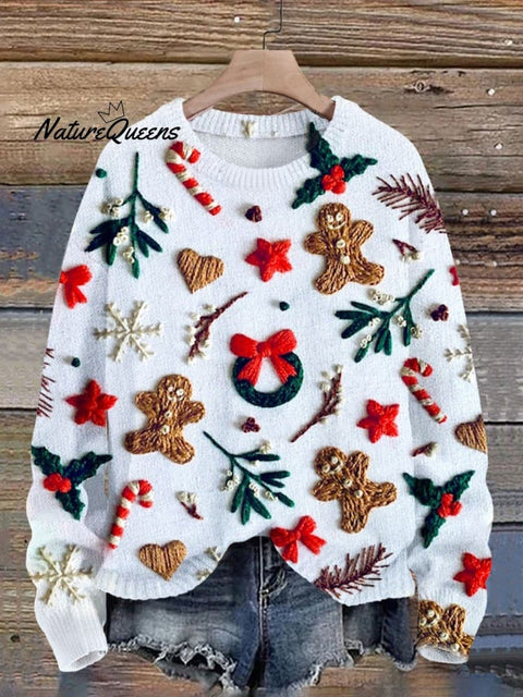 Funny Christmas  Print Knit Pullover Sweater