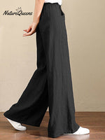Women's Solid Color Loose Elegant Casual Simple Cotton And Linen Pants