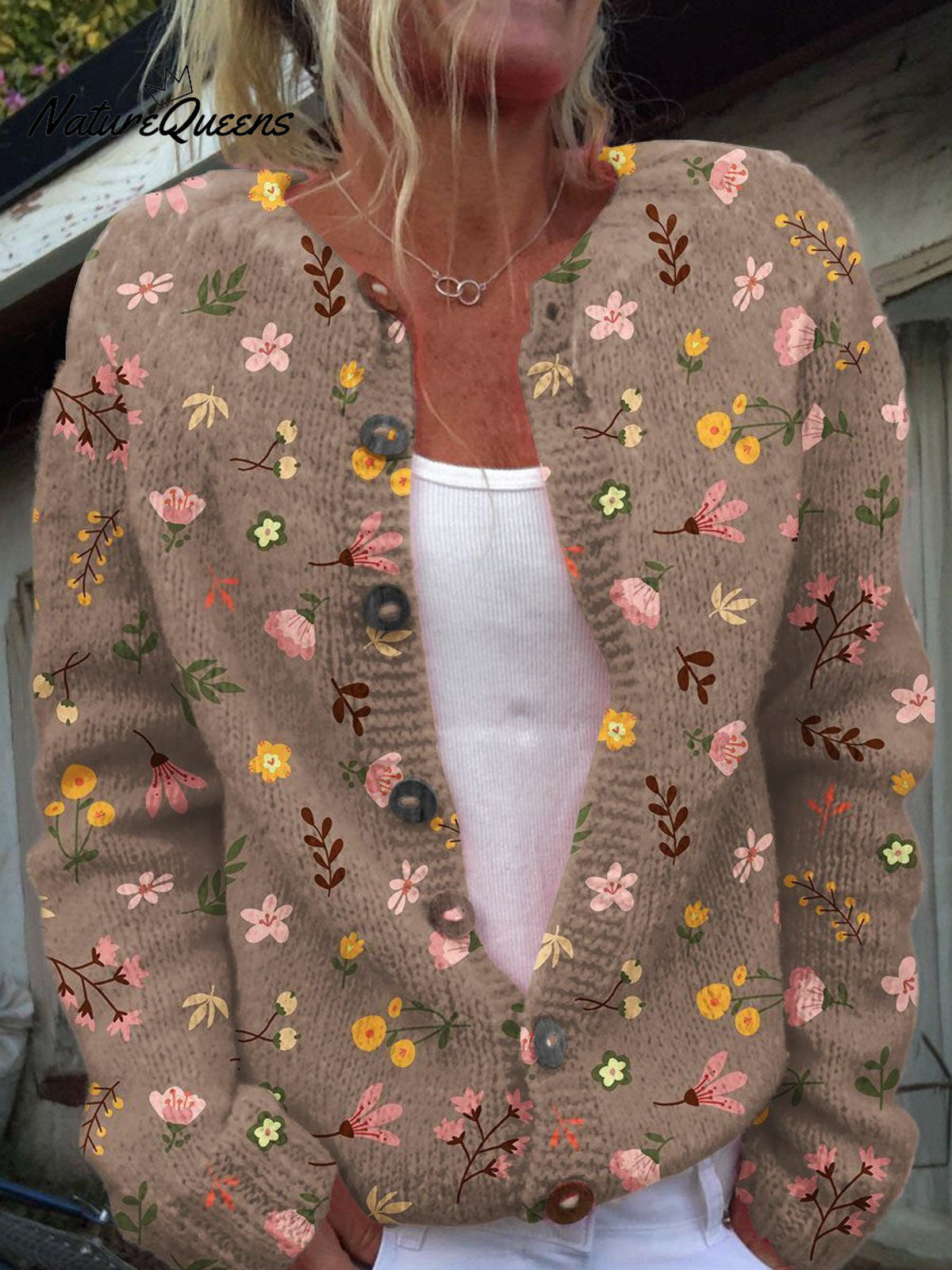 Floral Print Buttoned Casual CardiganSweater