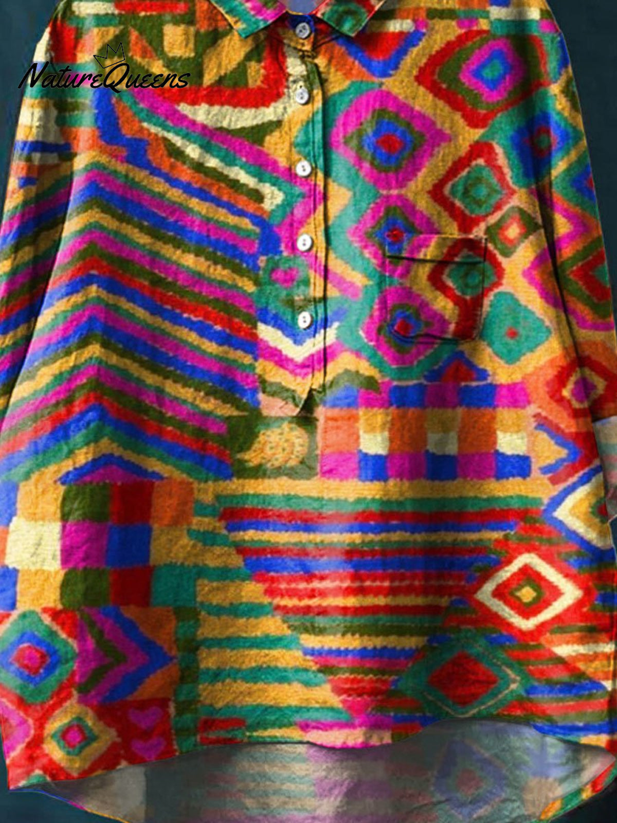 Women's Vintage Ethnic Art Print Casual Cotton And Linen Shirt