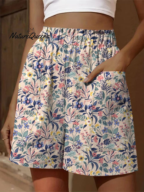 Wild Floral Field Pattern Printed Women's Casual Tiered Palazzo Pants