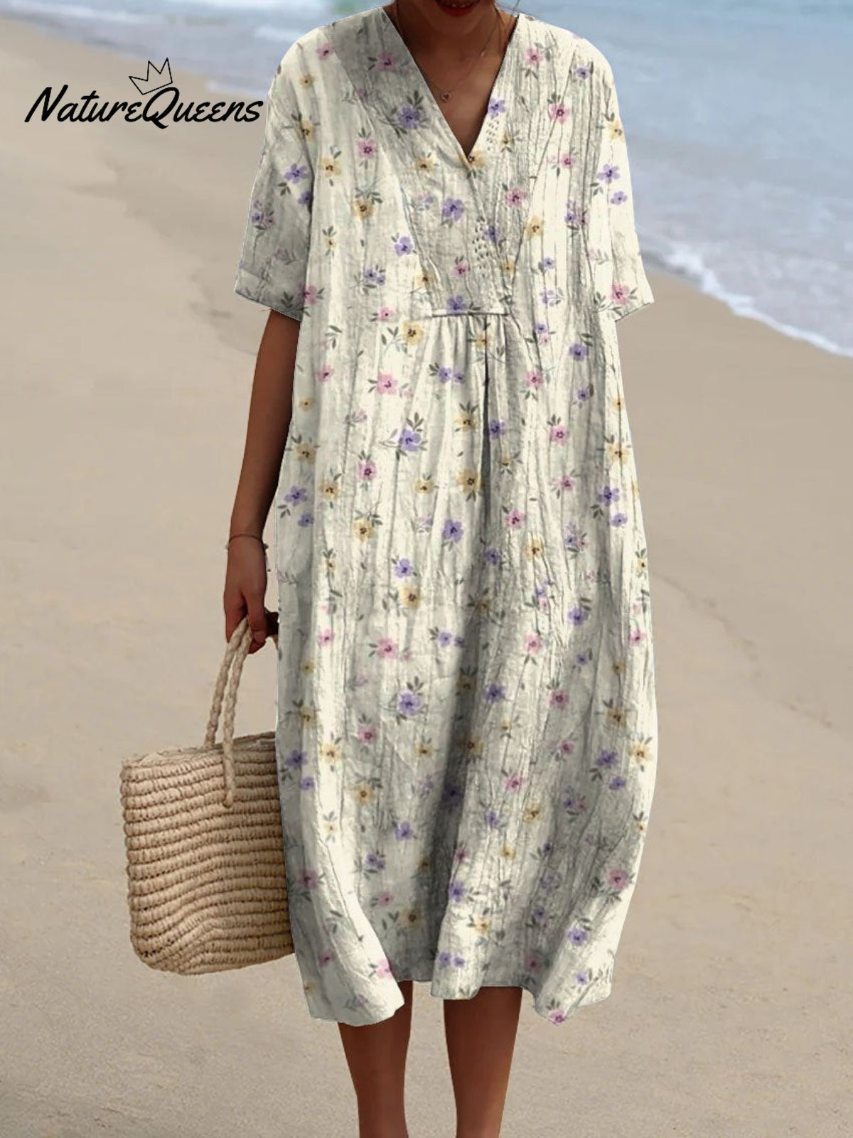 Women's Vintage Floral Art Print Casual Flowy Dress