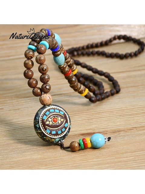 Handmade Pendant Wooden Bead Necklace