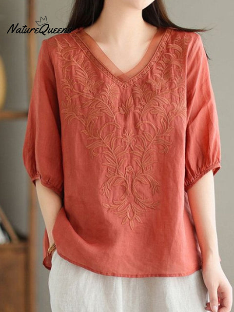 Women's  Embroidery Loose Casual  Shirt