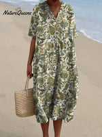 Vintage Style Jungle Pattern Printed Women's Flowy Dress