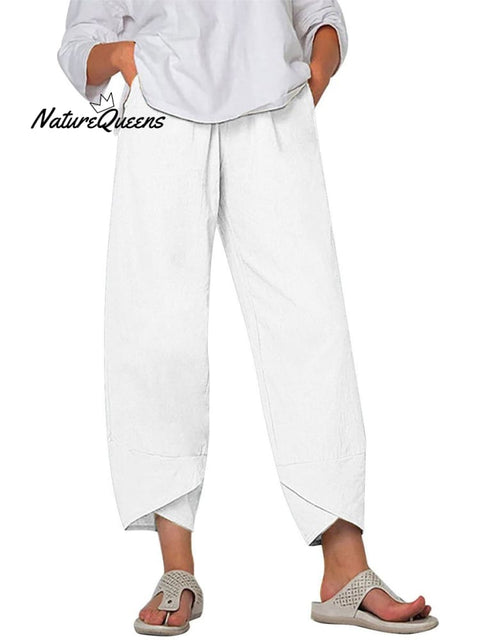 Women's Solid Color Loose Elegant Casual Simple Cotton And Linen Ninth Pants