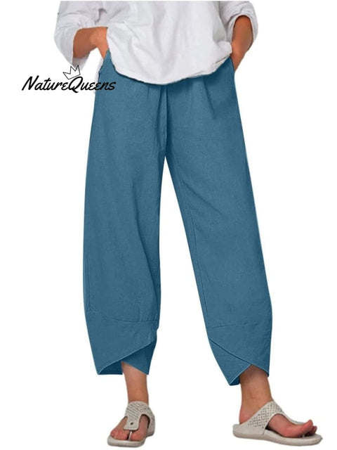 Women's Solid Color Loose Elegant Casual Simple Cotton And Linen Ninth Pants