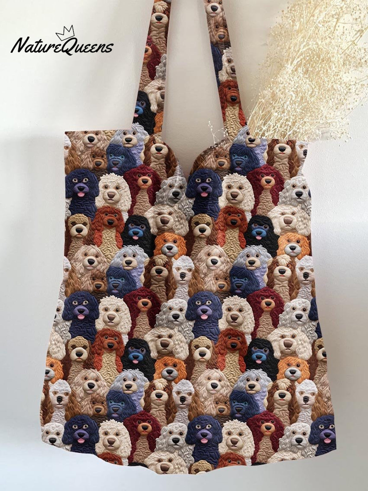 Dog Print Pattern Linen Tote Bag