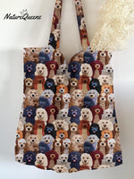 Dog Print Pattern Linen Tote Bag