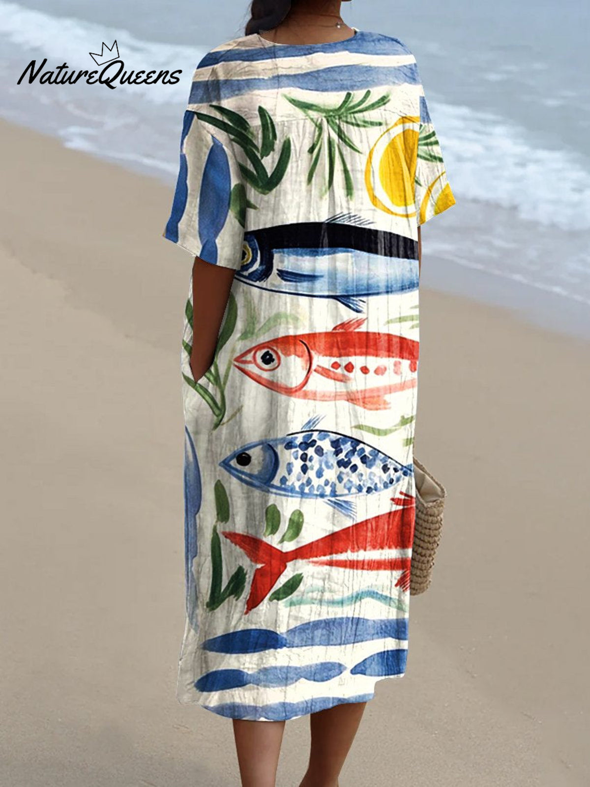 Women's FishArt Print Flowy Dress