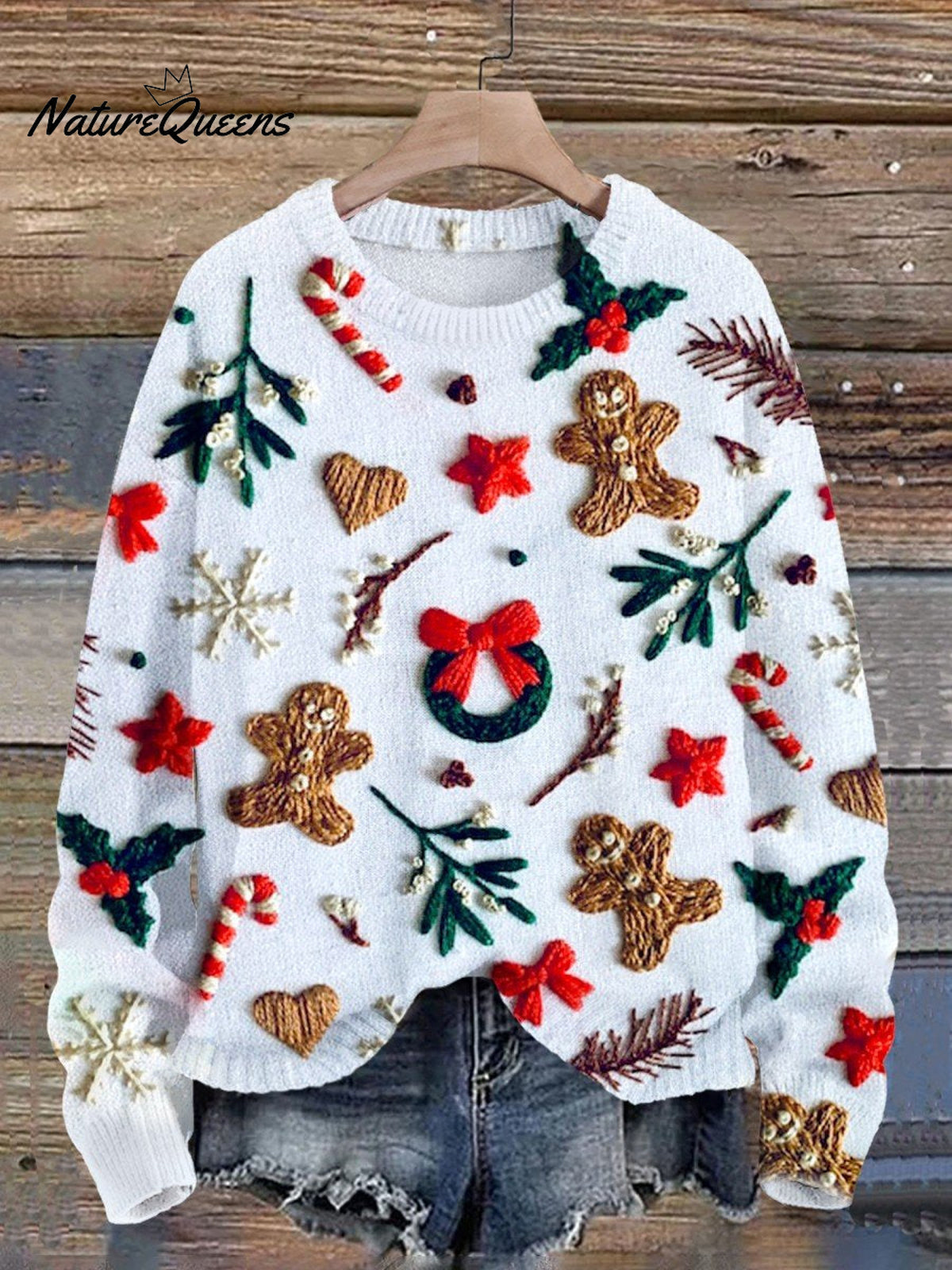 Funny ChristmasPrint Knit Pullover Sweater