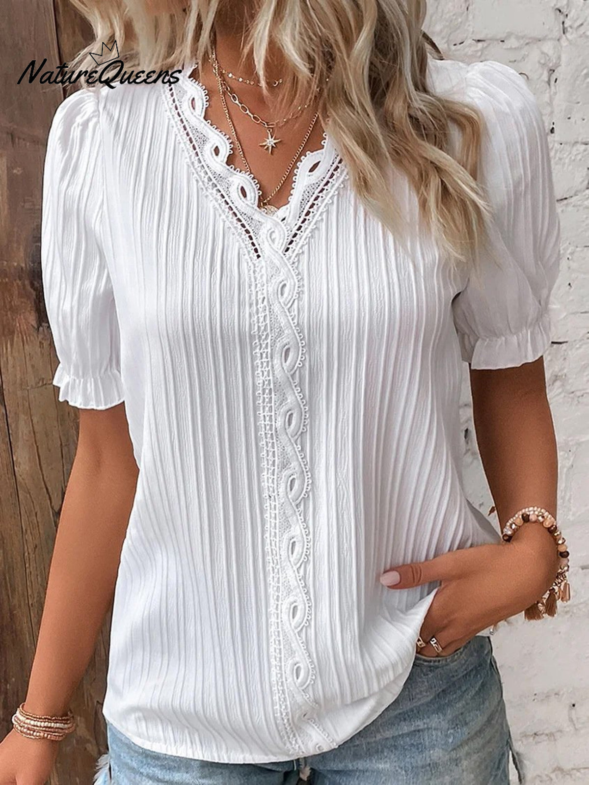 Women's Hollow Short Sleeve European and American Dress Shirt
