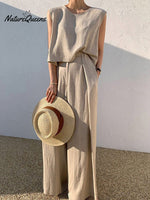 Women’s Tank Vest Outfits Wide Leg Trousers Set