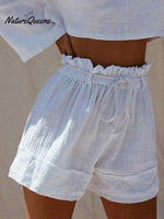 Solid Color Loose Casual Shorts White / S