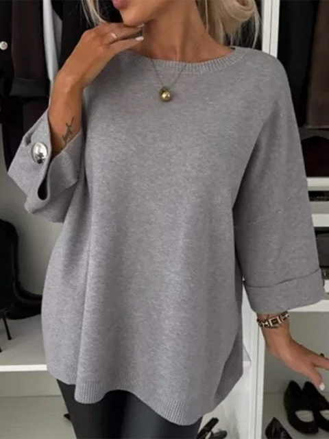 Casual Metal Button Sweater