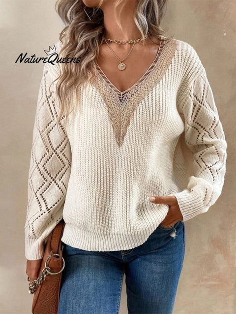 Casual Pullover Women's V-neck Knit